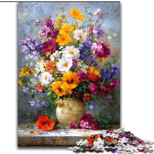 Puzzle 1000 Teile für Erwachsene Blumenkunst-Puzzle Spiel für Erwachsene Geschenk Familieninteraktives Spiel Gehirnherausforderung Geschenk 50X75CM von RZFWJL