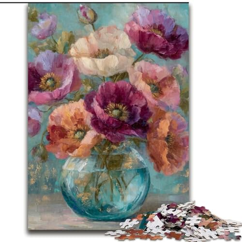 Puzzle 1000 Teile für Erwachsene Blumenkunst-Puzzle Spiel für Erwachsene Geschenk Familieninteraktives Spiel Gehirnherausforderung Geschenk 50X75CM von RZFWJL
