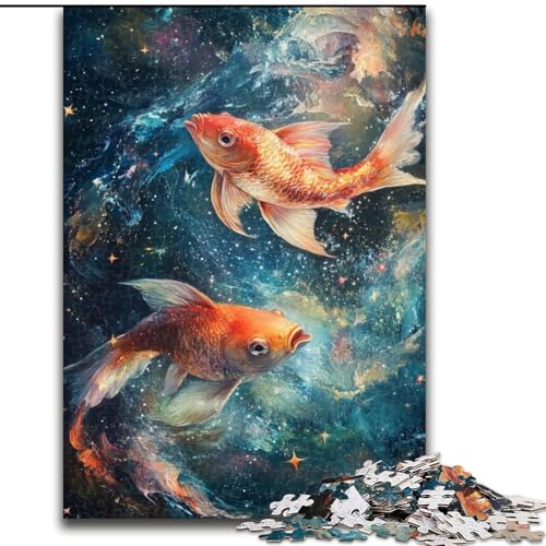 Puzzle 1000 Teile für Erwachsene Cosmic Koi, für 14+, anspruchsvolles Spiel als Geschenk für die ganze Familie und Freunde (Größe 26x38cm) von RZFWJL