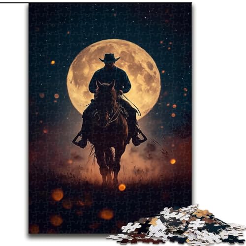 Puzzle 1000 Teile für Erwachsene Cowboys unter dem Mond, für 14+, anspruchsvolles Spiel als Geschenk für die ganze Familie und Freunde (Größe 26x38cm) von RZFWJL