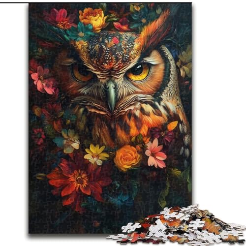 Puzzle 1000 Teile für Erwachsene Eulenblumen Puzzle Familienaktivitätsspiel für Teenager, anspruchsvolles Denkspiel 50X75CM von RZFWJL