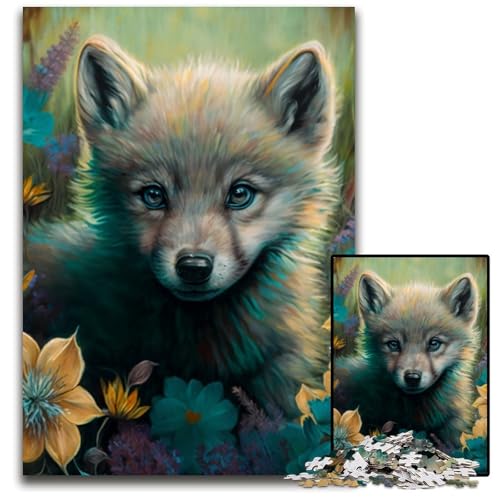 Puzzle 1000 Teile für Erwachsene Fantasy Wolf Puzzles für Erwachsene Geburtstagsgeschenkidee, anspruchsvolles Denkspiel 26x38cm/10,23x14,96 Zoll von RZFWJL