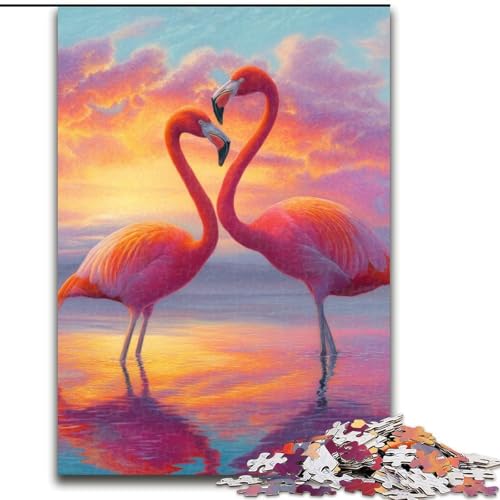 Puzzle 1000 Teile für Erwachsene Flamingo-Paar-Puzzle Spiel für Erwachsene Geschenk Familieninteraktives Spiel Gehirnherausforderung Geschenk 50X75CM von RZFWJL