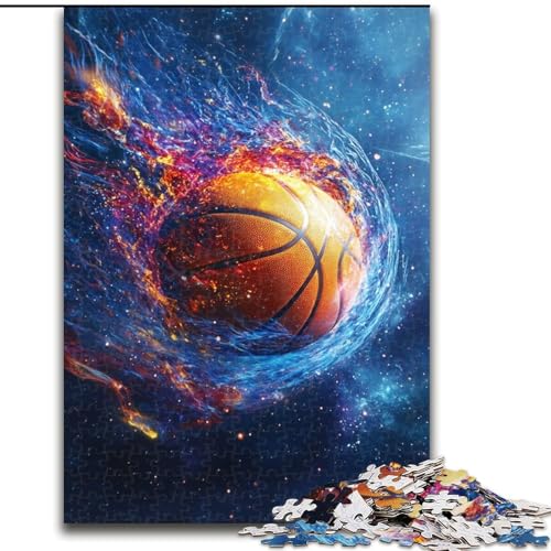 Puzzle 1000 Teile für Erwachsene Flammen-Basketball-Puzzle Familienaktivitätsspiel für Teenager, anspruchsvolles Denkspiel 50X75CM von RZFWJL