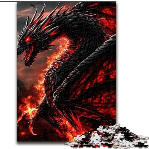 Puzzle 1000 Teile für Erwachsene Flammendrache Puzzle Familienaktivitätsspiel für Teenager, anspruchsvolles Denkspiel 50X75CM von RZFWJL