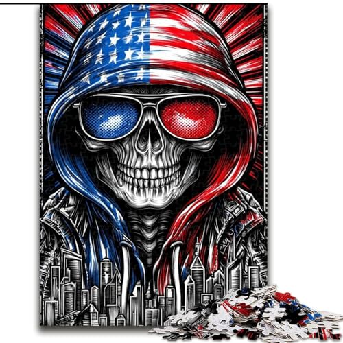 Puzzle 1000 Teile für Erwachsene Flammenschädel, Lernspielzeug, einzigartige Geburtstags- und Geschenkideen für Kinder ab 14 Jahren (Größe 26x38cm) von RZFWJL