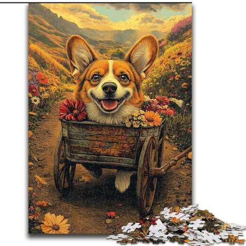 Puzzle 1000 Teile für Erwachsene Happy Corgi, für 14+, anspruchsvolles Spiel als Geschenk für die ganze Familie und Freunde (Größe 26x38cm) von RZFWJL