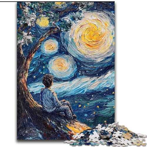 Puzzle 1000 Teile für Erwachsene Junge unter den Sternen, Lernspielzeug, einzigartige Geburtstags- und Geschenkideen für Kinder ab 14 Jahren (Größe 26x38cm) von RZFWJL