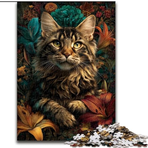 Puzzle 1000 Teile für Erwachsene Katze im Wald Puzzle Spiel für Erwachsene Geschenk Familieninteraktives Spiel Gehirnherausforderung Geschenk 50X75CM von RZFWJL