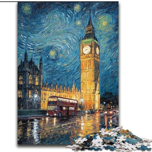 Puzzle 1000 Teile für Erwachsene London unter dem Nachthimmel, Lernspielzeug, einzigartige Geburtstags- und Geschenkideen für Kinder ab 14 Jahren (Größe 26x38cm) von RZFWJL