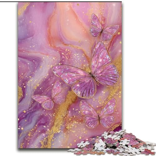 Puzzle 1000 Teile für Erwachsene Marmor-Schmetterling, für 14+, anspruchsvolles Spiel als Geschenk für die ganze Familie und Freunde (Größe 26x38cm) von RZFWJL