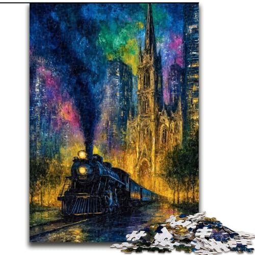 Puzzle 1000 Teile für Erwachsene Mystery Train, Lernspielzeug, einzigartige Geburtstags- und Geschenkideen für Kinder ab 14 Jahren (Größe 26x38cm) von RZFWJL