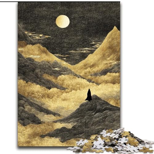 Puzzle 1000 Teile für Erwachsene und Jugendliche, Berge im japanischen Stil, für Kinder ab 14 Jahren, Heimdekoration als Geschenk für die ganze Familie und Freunde (Größe 26x38cm) von RZFWJL