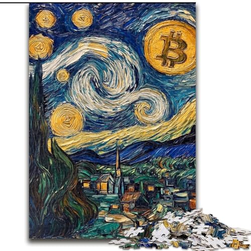Puzzle 1000 Teile für Erwachsene und Jugendliche, Bitcoin-Logo, für Kinder ab 14 Jahren, Heimdekoration als Geschenk für die ganze Familie und Freunde (Größe 50x75cm) von RZFWJL