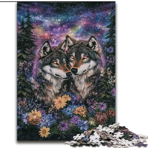 Puzzle 1000 Teile für Teenager, Blumenwolf, trainieren Sie Ihr Gehirn und Ihre Hände, einzigartige Geburtstags- und Geschenkideen für Kinder ab 14 Jahren (Größe 50x75cm) von RZFWJL