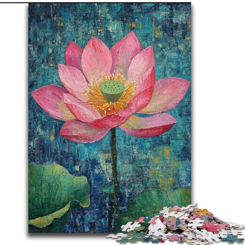 Puzzle 1000 Teile für Teenager, Lotus-Kunst, ab 14 Jahren, Heimdekoration als Geschenk für die ganze Familie und Freunde (Größe 50x75cm) von RZFWJL