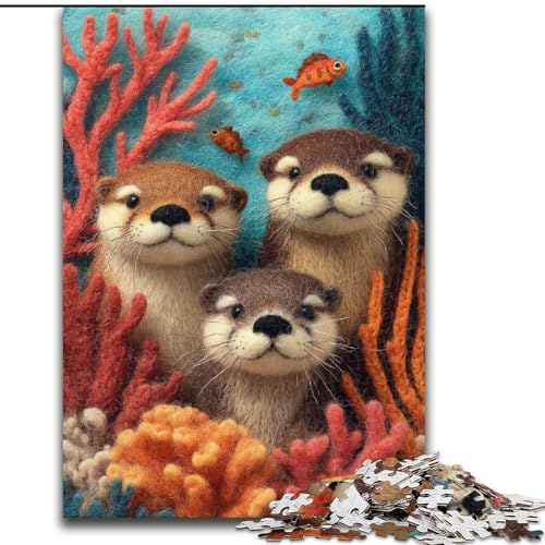 Puzzle 1000 Teile für Teenager, Otter, anspruchsvolles Spielspielzeug, Wanddekoration, einzigartige Geburtstags (Größe 50x75cm) von RZFWJL