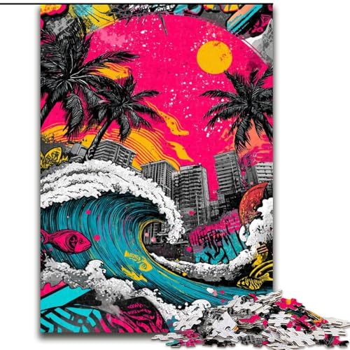 Puzzle 1000 Teile für Teenager, Surf-Graffiti, trainieren Sie Ihr Gehirn und Ihre Hände, einzigartige Geburtstags- und Geschenkideen für Kinder ab 14 Jahren (Größe 50x75cm) von RZFWJL
