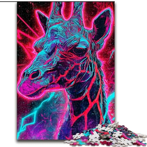 Puzzle 1000 Teile für Teenager, geheimnisvolle Giraffe, trainieren Sie Ihr Gehirn und Ihre Hände, einzigartige Geburtstags- und Geschenkideen für Kinder ab 14 Jahren (Größe 26x38cm) von RZFWJL