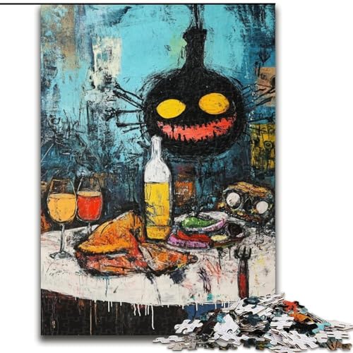 Puzzle 1000 Teile für Teenager-Geschenke, Totenkopf im Basquiat-Stil, für Kinder ab 14 Jahren, Heimdekoration als Geschenk für die ganze Familie und Freunde (Größe 26x38cm) von RZFWJL