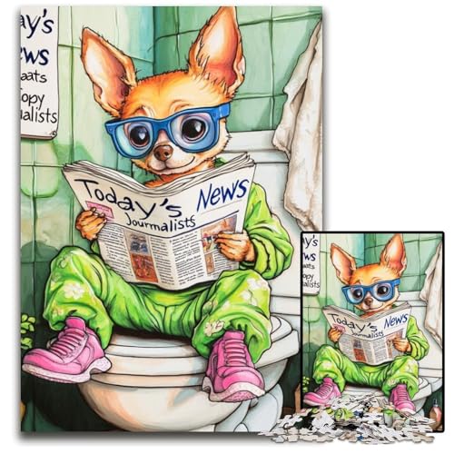 Puzzle für 1000 Teile, Chihuahua Go Toilet, schwierige Puzzles für Erwachsene, ideal für Liebhaber, perfektes Weihnachts-, Neujahrs-, Valentinstagsgeschenk, 26x38cm/10,23x14,96 Zoll Puzzle für 1000 Teile, Chihuahua Go Toilet, schwierige Puzzles für Erwachsene, ideal für Liebhaber, perfektes Weihnachts-, Neujahrs-, Valentinstagsgeschenk, 26x38cm/10,23x14,96 Zoll von RZFWJL