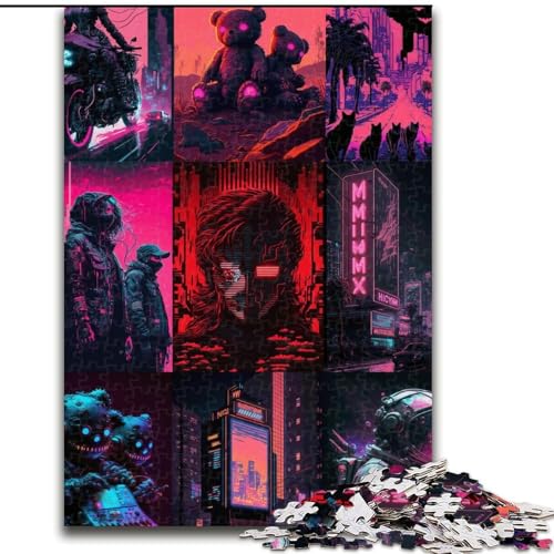 Puzzle für Erwachsene, 1000 Neon-Landschaftspuzzle aus Pappe, interaktives Familienspiel, Heimdekoration zum Selbermachen, anspruchsvolles Denkspiel als Geschenk, 1000 Teile(26x38cm) von RZFWJL