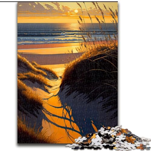 Puzzle für Erwachsene, 1000 Puzzles zum Thema Sonnenuntergang am Strand, aus Holz, Geschenkidee zum Geburtstag, anspruchsvolles Denkspiel, 1000 Teile(50x75cm) von RZFWJL