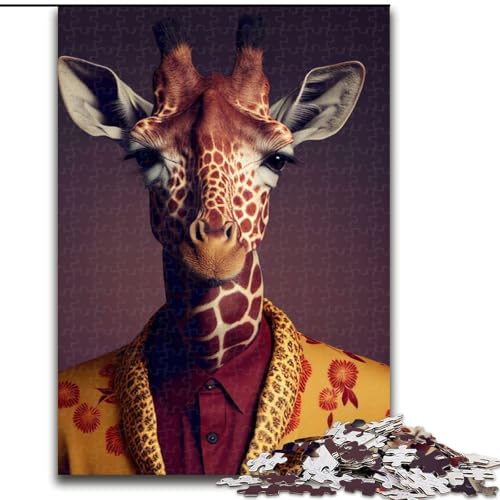 Puzzle für Erwachsene, 1000 Stück, Giraffenanzug, Tierpuzzle aus Holz, Geburtstagsgeschenkidee, anspruchsvolles Denkspiel, 1000 Teile(50x75cm) von RZFWJL