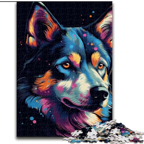 Puzzle für Erwachsene, 1000 Stück, Husky, buntes Puzzle aus Pappe, interaktives Familienspiel, Heimdekoration zum Selbermachen, anspruchsvolles Denkspiel als Geschenk, 1000 Teile(26x38cm) von RZFWJL