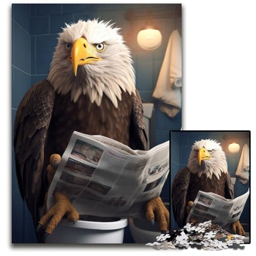 Puzzle für Erwachsene, 1000 Teile, Adler liest Zeitung, interaktives Familienspiel, Denksportaufgabe, Lernspielzeug, 50x75cm/19,68x29,52 Zoll von RZFWJL