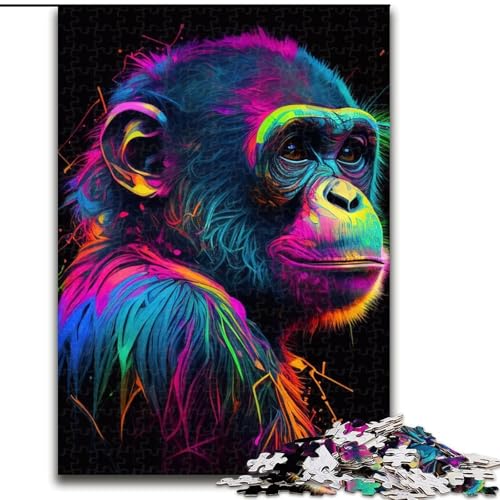 Puzzle für Erwachsene, 1000 Teile, Affen-Tier-Pop-Art-Puzzle aus Pappe, entspannende Unterhaltung, Heimdekoration, 1000 Teile(26x38cm) von RZFWJL