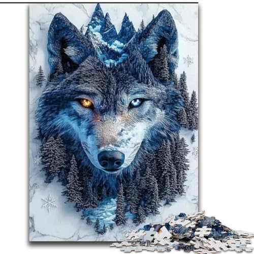 Puzzle für Erwachsene, 1000 Teile, Aquarellwolf, für Kinder ab 14 Jahren, Lernspiel, Herausforderung, Spielzeug, Geschenk zum Geburtstag (Größe 26x38cm) von RZFWJL