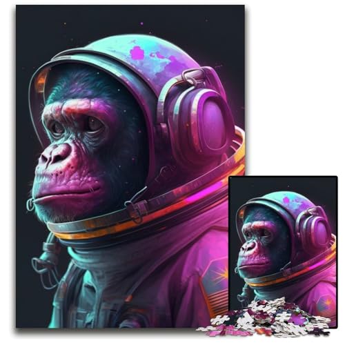 Puzzle für Erwachsene, 1000 Teile, Astronauten-Schimpansen-Puzzle, interaktives Familienspiel, Denksportaufgabe, Lernspielzeug, 26x38cm/10,23x14,96 Zoll von RZFWJL