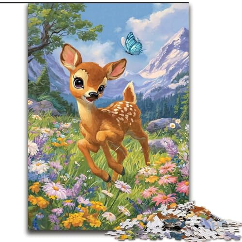 Puzzle für Erwachsene, 1000 Teile, Blumen, Sikahirsch, Spiel für Erwachsene, Geschenk, interaktives Familienspiel, Gehirn-Herausforderung, Geschenk, 50x75cm von RZFWJL