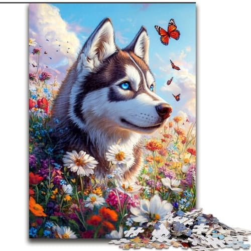 Puzzle für Erwachsene, 1000 Teile, Blumen-Husky-Puzzle, pädagogisches Denkspiel, künstlerische Heim- und Bürodekoration, ab 14 Jahren, 50x75cm Puzzle für Erwachsene, 1000 Teile, Blumen-Husky-Puzzle, pädagogisches Denkspiel, künstlerische Heim- und Bürodekoration, ab 14 Jahren, 50x75cm von RZFWJL