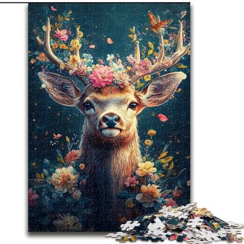 Puzzle für Erwachsene, 1000 Teile, Blumen- und Hirsch-Puzzle, pädagogisches Denkspiel, künstlerische Heim- und Bürodekoration, ab 14 Jahren, 50x75cm Puzzle für Erwachsene, 1000 Teile, Blumen- und Hirsch-Puzzle, pädagogisches Denkspiel, künstlerische Heim- und Bürodekoration, ab 14 Jahren, 50x75cm von RZFWJL