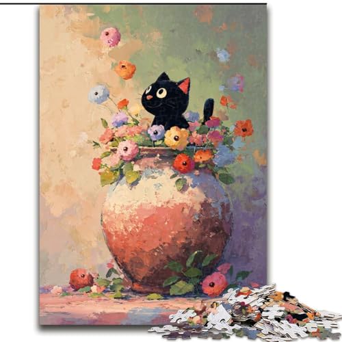 Puzzle für Erwachsene, 1000 Teile, Blumenkunst, Katzen-Puzzle, pädagogisches Denkspiel, künstlerische Heim- und Bürodekoration, ab 14 Jahren, 50x75cm von RZFWJL