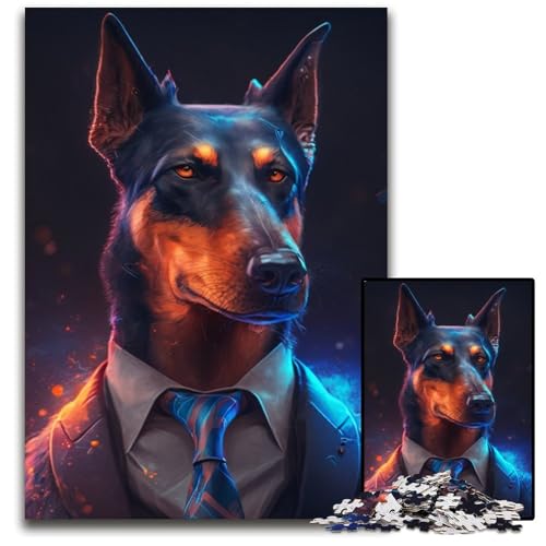 Puzzle für Erwachsene, 1000 Teile, Boss Dobermann, interaktives Familienspiel, Denksportaufgabe, Lernspielzeug, 26x38cm/10,23x14,96 Zoll von RZFWJL