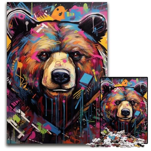 Puzzle für Erwachsene, 1000 Teile, Braunbär-Graffiti-Puzzle, interaktives Familienspiel, Denksportaufgabe, Lernspielzeug, 26x38cm/10,23x14,96 Zoll Puzzle für Erwachsene, 1000 Teile, Braunbär-Graffiti-Puzzle, interaktives Familienspiel, Denksportaufgabe, Lernspielzeug, 26x38cm/10,23x14,96 Zoll von RZFWJL
