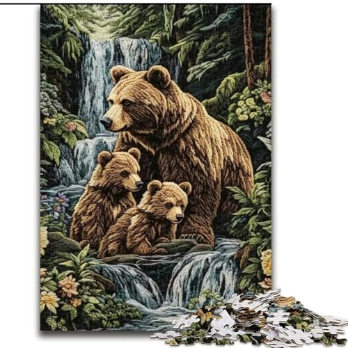 Puzzle für Erwachsene, 1000 Teile, Braunbärenfamilie, für Kinder ab 14 Jahren, Lernspiel, Herausforderung, Spielzeug, Geschenk zum Geburtstag (Größe 26x38cm) von RZFWJL