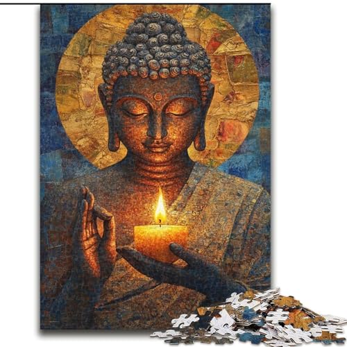 Puzzle für Erwachsene, 1000 Teile, Buddha-Kunst, Analyse und Logik, mit vollständig ineinandergreifenden, zufällig geformten Teilen, für Kinder ab 14 Jahren (Größe 26x38cm) von RZFWJL