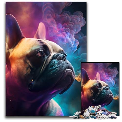 Puzzle für Erwachsene, 1000 Teile, Bulldoggen-Puzzle, interaktives Familienspiel, Denksportaufgabe, Lernspielzeug, 26x38cm/10,23x14,96 Zoll von RZFWJL