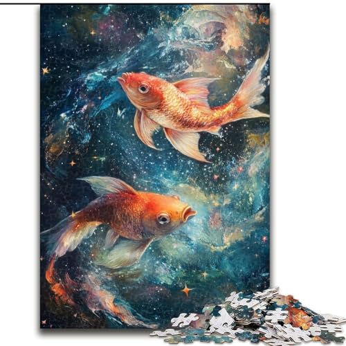 Puzzle für Erwachsene, 1000 Teile, Cosmic Koi, für Kinder ab 14 Jahren, Lernspiel, Herausforderung, Spielzeug, Geschenk zum Geburtstag (Größe 50x75cm) von RZFWJL