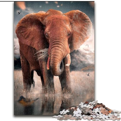 Puzzle für Erwachsene, 1000 Teile, Der einsame Elefant, aus Pappe, anspruchsvolles Denkspiel für Teenager, unterhaltsames interaktives Spiel für die ganze Familie, 1000 Teile(26x38cm) von RZFWJL