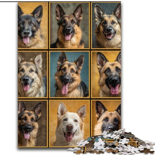Puzzle für Erwachsene, 1000 Teile, Deutscher Schäferhund, Collage-Puzzle, pädagogisches Denkspiel, künstlerische Heim- und Bürodekoration, ab 14 Jahren, 50x75cm von RZFWJL