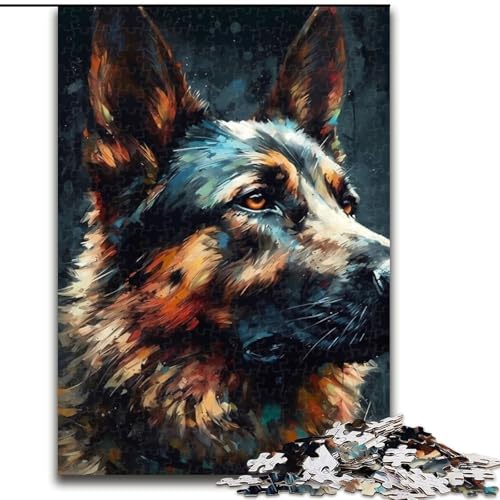 Puzzle für Erwachsene, 1000 Teile, Deutscher Schäferhund, Puzzle aus Holz, Spielzeug, Geschenk, pädagogisches, intellektuelles, entspannendes Familienspiel, 1000 Teile(50x75cm) von RZFWJL
