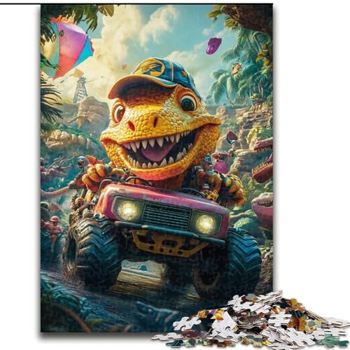Puzzle für Erwachsene, 1000 Teile, Dinosaurier, der EIN Auto fährt, Puzzle, Spiel für Erwachsene, Geschenk, Familien-Interaktives Spiel, Gehirn-Herausforderung, Geschenk, 50x75cm von RZFWJL