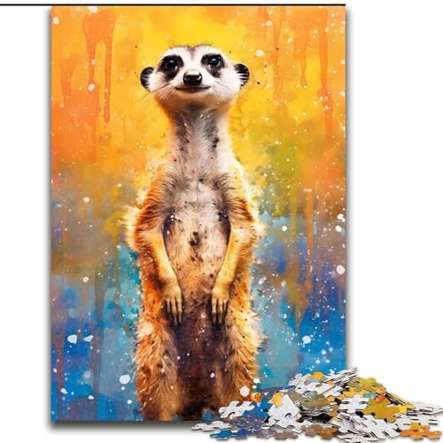 Puzzle für Erwachsene, 1000 Teile, Erdmännchen-Gemälde, Puzzle aus Pappe, entspannende Unterhaltung, Heimdekoration, 1000 Teile(26x38cm) von RZFWJL
