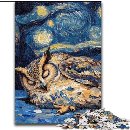 Puzzle für Erwachsene, 1000 Teile, Eulen-Nachthimmel-Puzzle aus Holz, Geburtstage, Weihnachten, Halloween, Erntedankfest, Ostern, 1000 Teile(50x75cm) von RZFWJL