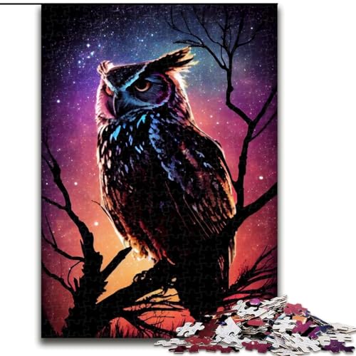 Puzzle für Erwachsene, 1000 Teile, Eulennacht-Puzzle aus Pappe, Spielzeug, Geschenk, pädagogisches, intellektuelles, entspannendes Spaß-Familienspiel, 1000 Teile(26x38cm) von RZFWJL